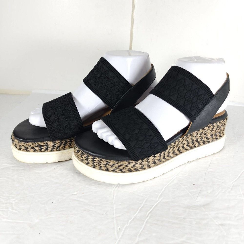 Anthropologie Women's EU39 US8,5 Black Multi Suede Flatform Slingback Sandals